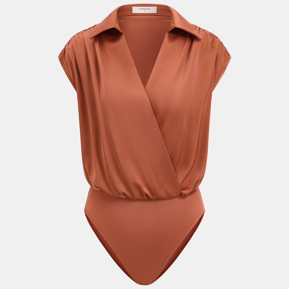 Commense Rust Orange Wrap-Front Bodysuit